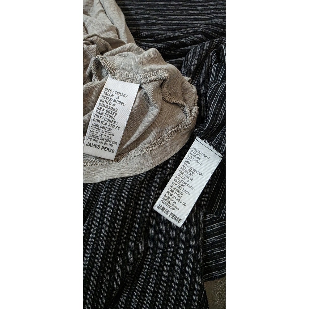 NWT 2pc James Perse Cotton Linen Long Sleeve Women Shirt Top 3 Gray Black Staple - Picture 12 of 12